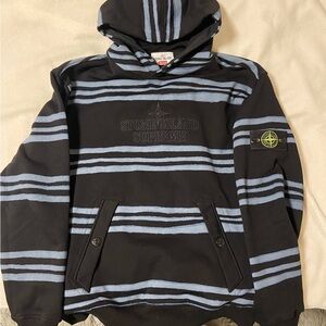 Stone Island Black and Blue Striped Hoodie